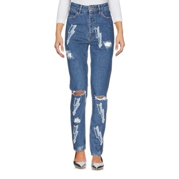 Sandro Rebecca Pearl Lightning Bolt Graphic Jeans - Picture 5 of 8